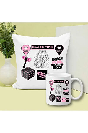 Blackpink Baskılı Kupa ve Yastık Hediyelik Set Arkadaşa Hediye
