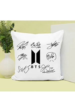Bts İmza Baskılı Kupa ve Yastık Hediyelik Set Arkadaşa Hediye