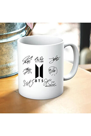 Bts İmza Baskılı Kupa ve Yastık Hediyelik Set Arkadaşa Hediye