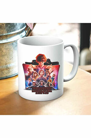Stranger Things Baskılı Kupa ve Yastık Hediyelik Set Arkadaşa Hediye