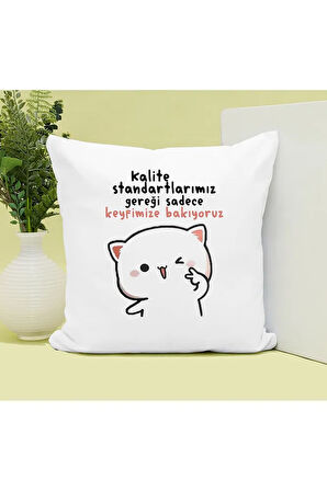 Keyfimize Bakıyoruz Baskılı Kupa ve Yastık Hediyelik Set Arkadaşa Hediye