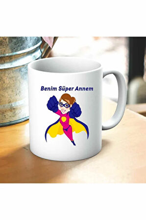 Benim Süper Annem Baskılı Kupa ve Yastık Hediyelik Set Arkadaşa Hediye