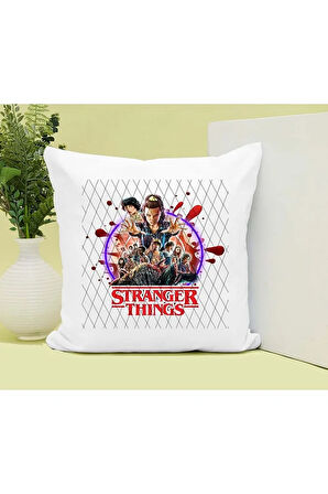 Stranger Things Baskılı Kupa ve Yastık Hediyelik Set Arkadaşa Hediye
