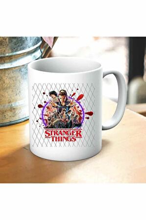 Stranger Things Baskılı Kupa ve Yastık Hediyelik Set Arkadaşa Hediye