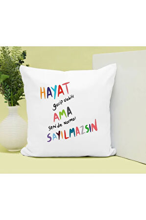 Sende Normal Sayılmazsın Baskılı Kupa ve Yastık Hediyelik Set Arkadaşa Hediye