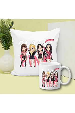 Blackpink Baskılı Kupa ve Yastık Hediyelik Set Arkadaşa Hediye