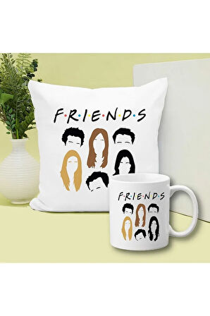 Friends Baskılı Kupa ve Yastık Hediyelik Set Arkadaşa Hediye
