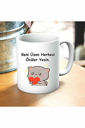 Beni Üzeni Öcüler Yesin Baskılı Kupa ve Yastık Hediyelik Set Arkadaşa Hediye