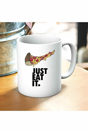 Eat It Pizza Baskılı Kupa ve Yastık Hediyelik Set Arkadaşa Hediye