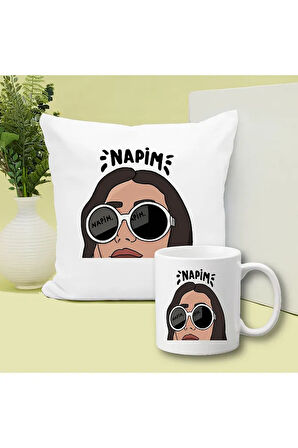 Napim Cool Baskılı Kupa ve Yastık Hediyelik Set Arkadaşa Hediye