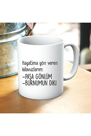 Paşa Gönlüm Ve Burnumun Diki Baskılı Kupa ve Yastık Hediyelik Set Arkadaşa Hediye