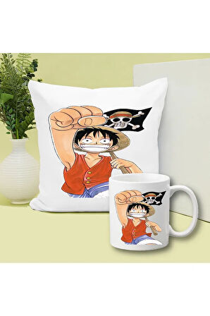 Anime Baskılı Kupa ve Yastık Hediyelik Set Arkadaşa Hediye