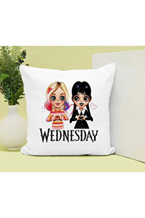 Wednesday Addams Baskılı Kupa ve Yastık Hediyelik Set Arkadaşa Hediye