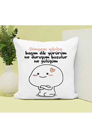 Ne Duruşum Ne Gülüşüm Bozulur Baskılı Kupa ve Yastık Hediyelik Set Arkadaşa Hediye