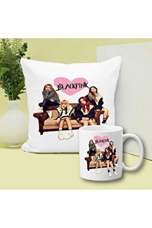 Blackpink Baskılı Kupa ve Yastık Hediyelik Set Arkadaşa Hediye