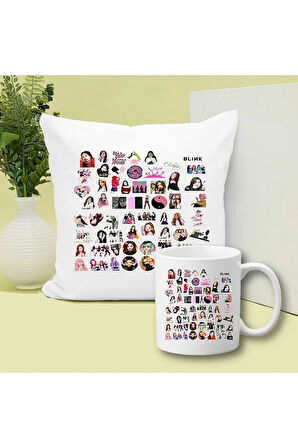 Blackpink Baskılı Kupa ve Yastık Hediyelik Set Arkadaşa Hediye