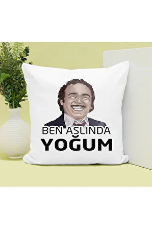 Ben Aslında Yokum Baskılı Kupa ve Yastık Hediyelik Set Arkadaşa Hediye