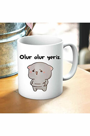 Olur Olur Yeriz Baskılı Kupa ve Yastık Hediyelik Set Arkadaşa Hediye