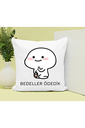 Bedeller Ödedik Baskılı Kupa ve Yastık Hediyelik Set Arkadaşa Hediye