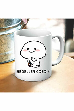 Bedeller Ödedik Baskılı Kupa ve Yastık Hediyelik Set Arkadaşa Hediye
