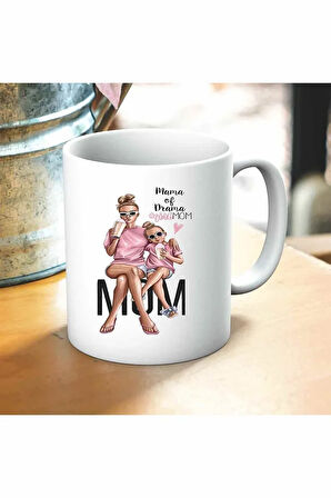 Cool Mom Baskılı Kupa ve Yastık Hediyelik Set Arkadaşa Hediye