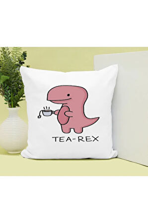 Tea Dinazor Tea Rex Baskılı Kupa ve Yastık Hediyelik Set Arkadaşa Hediye