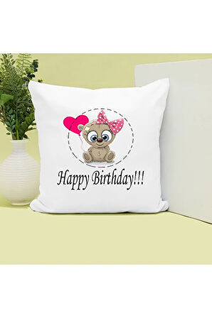 Happy Birthday Ponçik Doğum Günü Baskılı Kupa ve Yastık Hediyelik Set Arkadaşa Hediye
