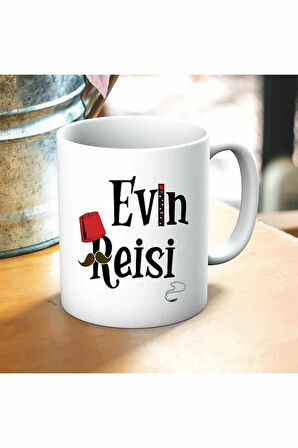 Evin Reisi Baskılı Kupa ve Yastık Hediyelik Set Arkadaşa Hediye