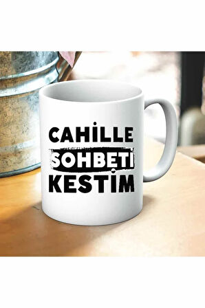 Cahillle Sohbeti Kestim Baskılı Kupa ve Yastık Hediyelik Set Arkadaşa Hediye