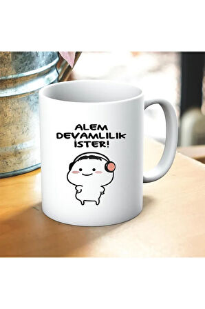 Alem Devamlılık İster Baskılı Kupa ve Yastık Hediyelik Set Arkadaşa Hediye