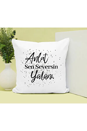 Sen Seversin Yalanı Baskılı Kupa ve Yastık Hediyelik Set Arkadaşa Hediye