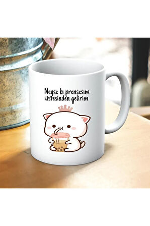 Neyse Ki Prensesim Baskılı Kupa ve Yastık Hediyelik Set Arkadaşa Hediye