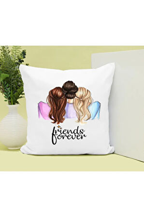 Friends Forever Baskılı Kupa ve Yastık Hediyelik Set Arkadaşa Hediye