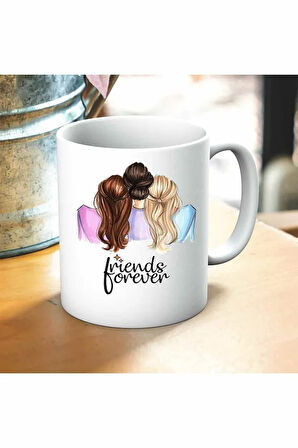 Friends Forever Baskılı Kupa ve Yastık Hediyelik Set Arkadaşa Hediye