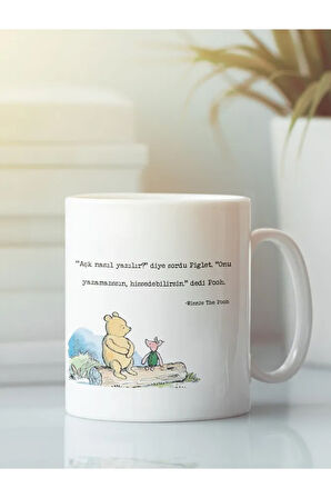 Beyaz Kupa Bardak Winnie The Pooh Arkadaşlık Kardeşlik Dostluk