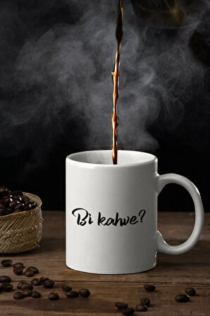 Bi Kahve Yazılı Baskılı Kupa/bardak Baskılı Kupa