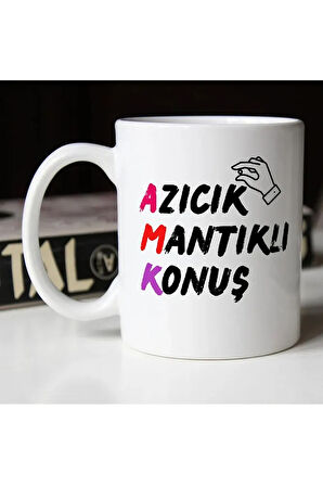 Azıcık Mantıklı Konuş Baskılı Seramik Beyaz Yazılı Esprili Kupa Bardak|komik Yazılı Kupa