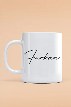 Furkan Yazılı Kupa Bardak - Baskılı Kupa Bardak - Baskılı Fincan - Isimli Bardak
