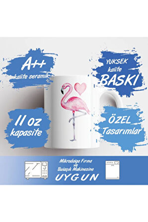 Flamingo Kupa | Kalpli Flamingo | Kupa Bardak | Hediyelik Kupa | Kahve Kupası | Seramik Kupa