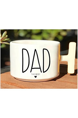 Mom Dad The Best Baskılı Çift 2'li Beyaz T Kulp Kupa Bardak
