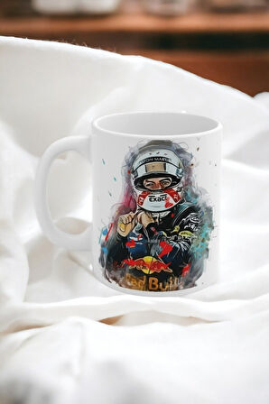 Hediyemi Formule 1 Max Verstappen Renkli Baskılı Tasarımlı Hediye Kahve Çay Kupa Bardak