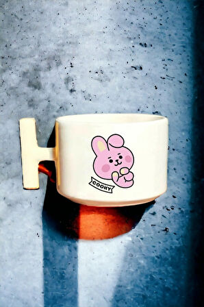 Hediyemi Bts Bt21 Cooky Baskılı Beyaz T Kulp Kupa Bardak