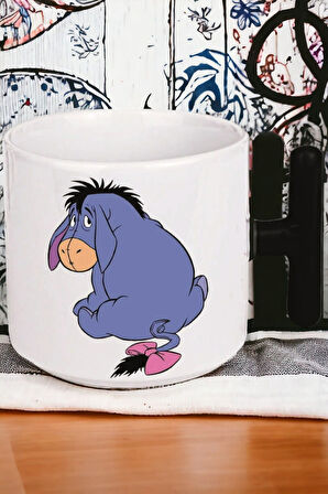 Hediyemi Winnie the Pooh İyor Emoji ve Kalp Kulplu Özel Süblimasyon Baskılı Porselen Kupa Bardak