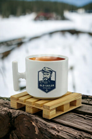 Hediyemi Kişiye Özel Denizci Tasarımlı T Kulplu Beyaz Middle Kupa Bardak