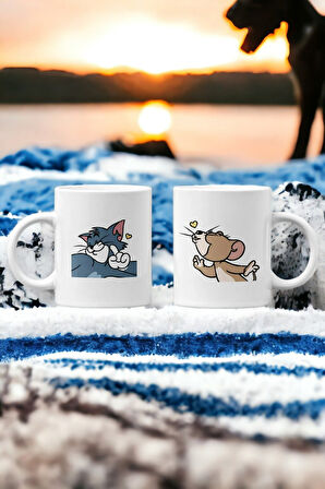 Hediyemi Tom ve Jerry Kalp Sevgili / Çift / Arkadaş 2'li Kupa Bardak Seti