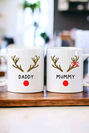 Hediyemi Yılbaşı Özel Tasarım Noel Anne Baba Çift Kupası