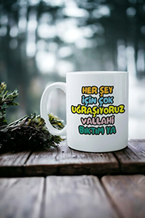 Hediyemi Her şey İçin Çok Uğraşıyoruz Vallahi.. Baskılı Kupa Bardak