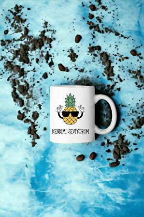 HEDİYEMİ KENDİMİ SEVİYORUM  BASKILI BEYAZ KUPA