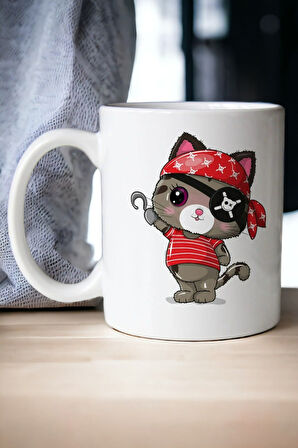 Hediyemi Korsan Kedi Baskılı Kupa Bardak