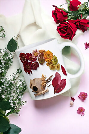 Hediyemi Romantik Sonbahar Baskılı Kupa Bardak Porselen Çay Kahve Fincanı